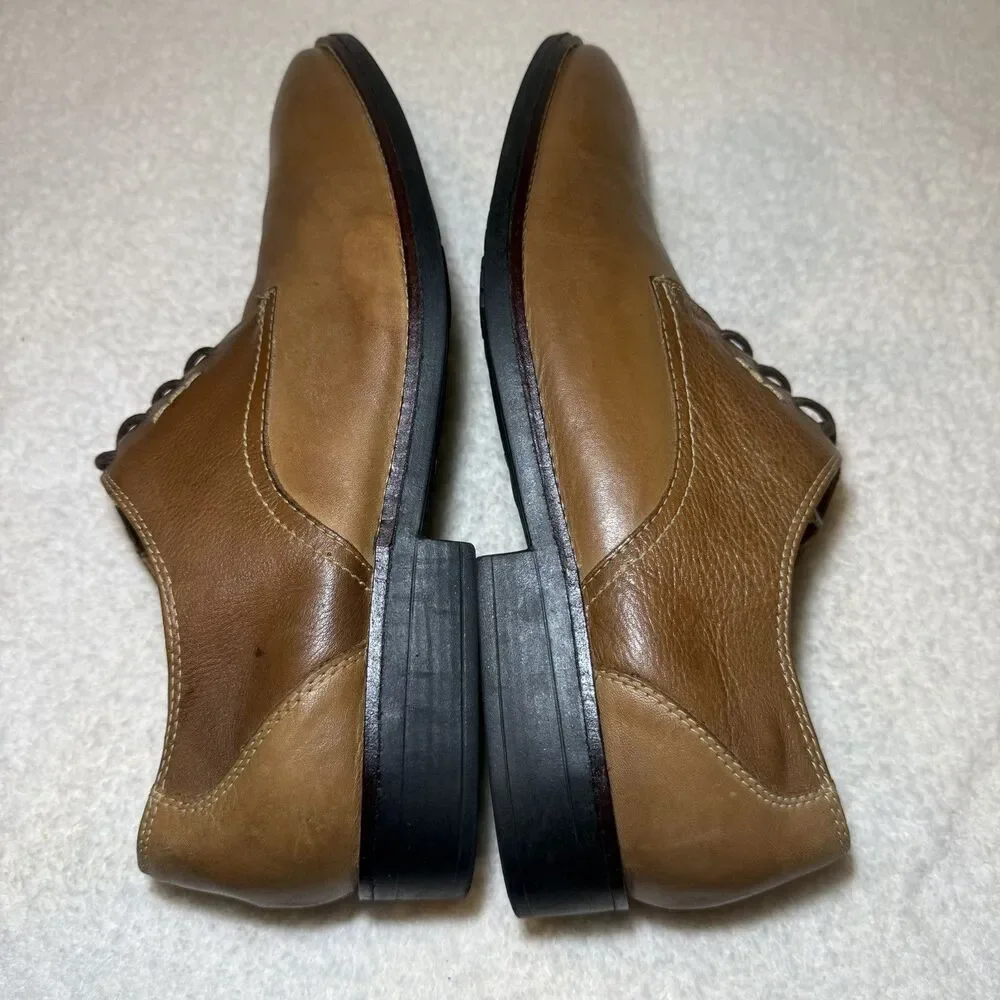 Sandro Moscoloni Oxford Shoes Men's 13D Brown Tan Leather Derby Lace-Up Brazil